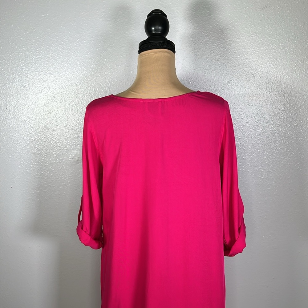Hot Pink lightweight Tunic cover up Mini Dress S | resortwear tropical vacation - Picture 9 of 13